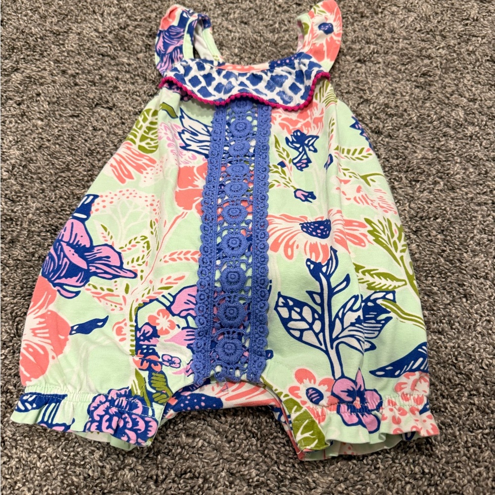 Matilda Jane Floral Baby Romper with Blue Accents